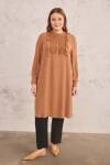 Kahverengi Robası Dantelli Tunik - 3