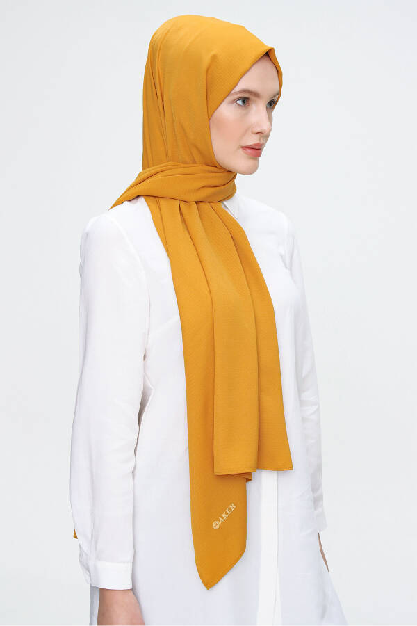 Hardal 73X190 CM Kendinden Çizgili Yünlü Şal - 3