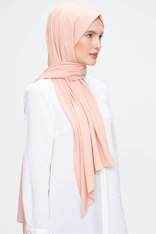 Pudra 73X190 CM Kendinden Çizgili Yünlü Şal - 3