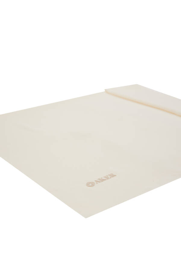 Ekru 73X190 CM Kendinden Çizgili Yünlü Şal - 2
