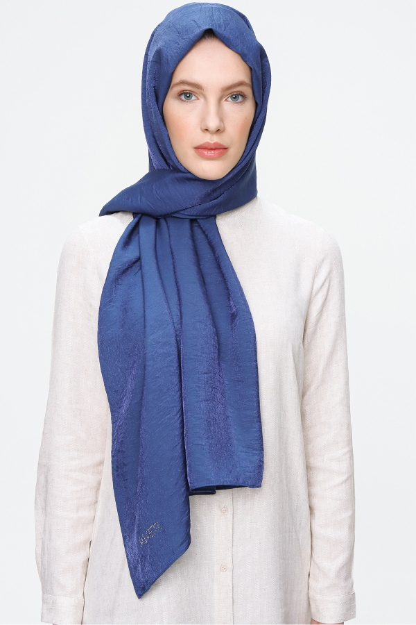 Lacivert 70X190 CM Işıltılı Abiye Şal - 1