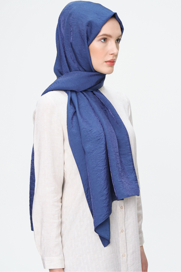 Lacivert 70X190 CM Işıltılı Abiye Şal - 3