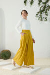 Safran Kemerli Pileli Pantolon Etek - 2