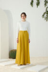 Safran Kemerli Pileli Pantolon Etek - 5