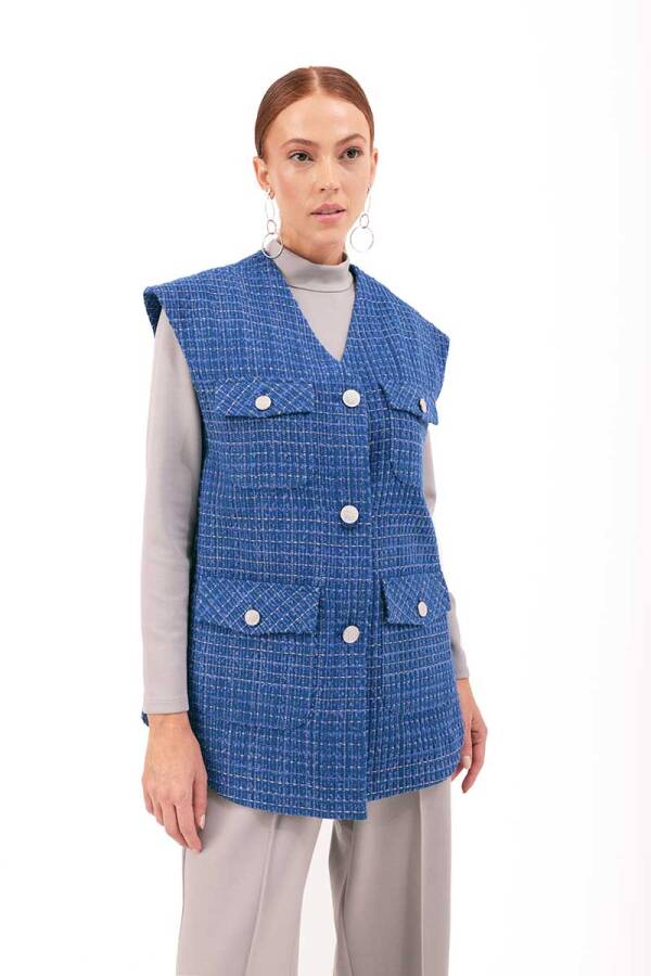 Saks Cep Detaylı Yelek - 4