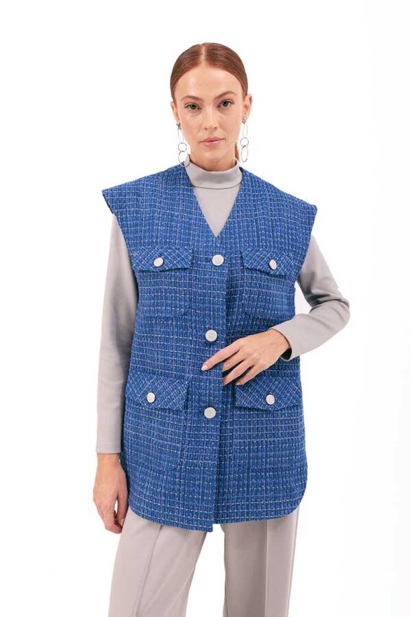 Saks Cep Detaylı Yelek - 5