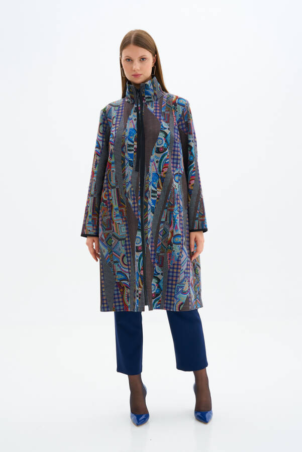 Saks Fermuarlı Desenli Spor Kap - 2