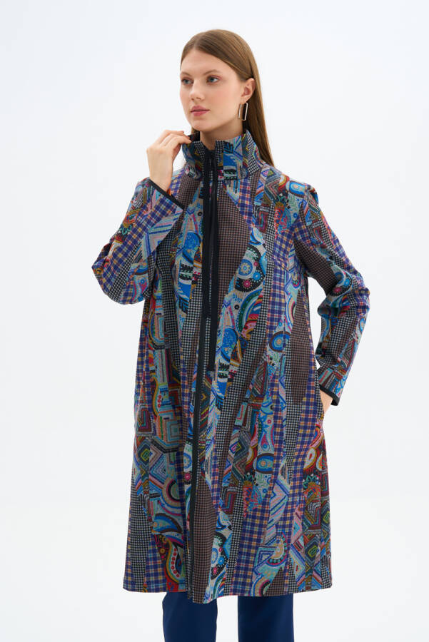 Saks Fermuarlı Desenli Spor Kap - 3