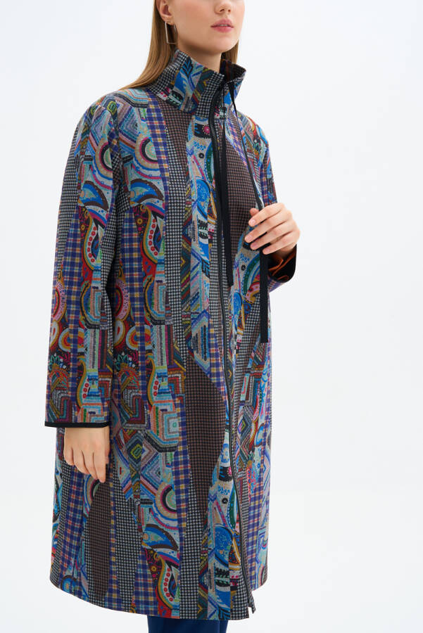 Saks Fermuarlı Desenli Spor Kap - 4