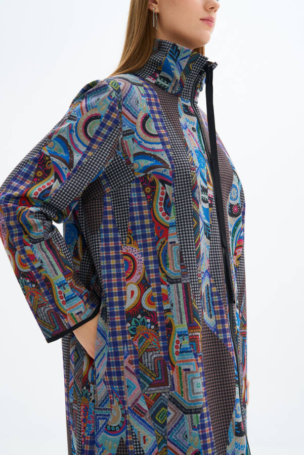 Saks Fermuarlı Desenli Spor Kap - 5