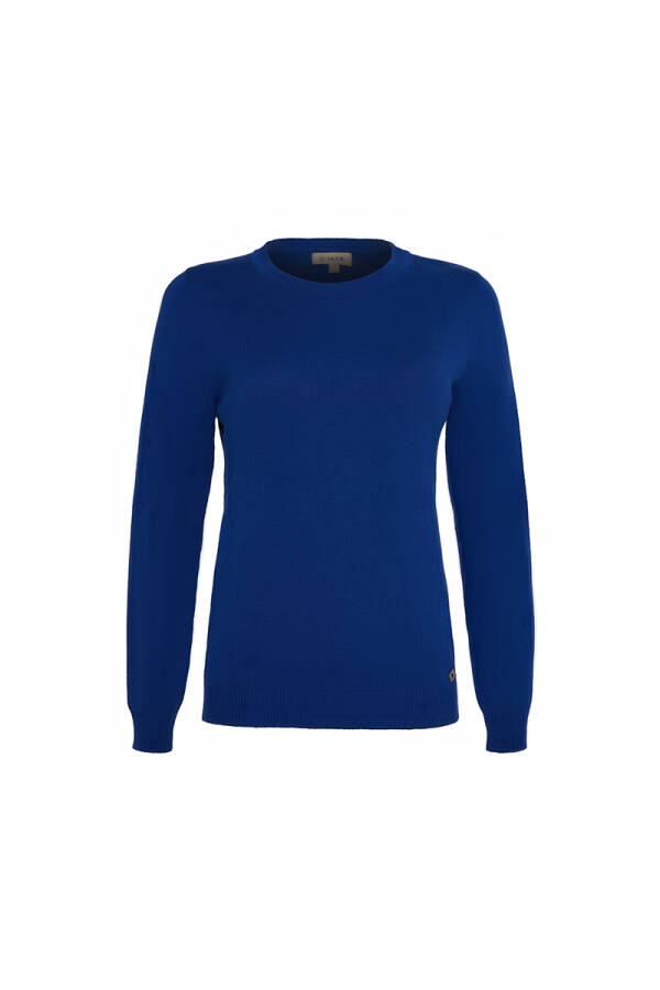 Saks Geniş Bisiklet Yaka Triko Kazak - Aker