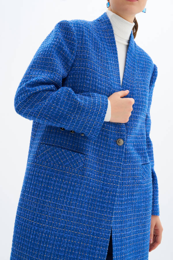 Saks Şal Yaka Ekoseli Kap - 4