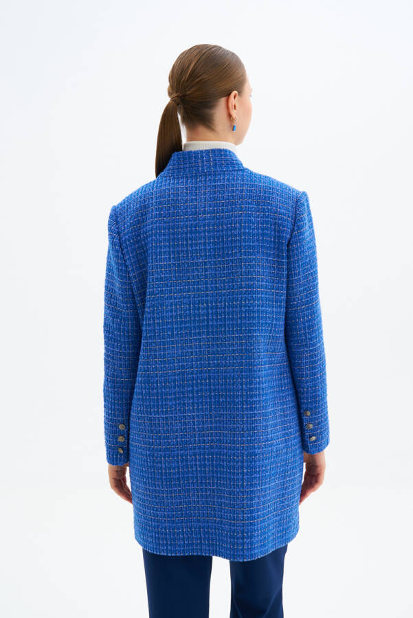 Saks Şal Yaka Ekoseli Kap - 6