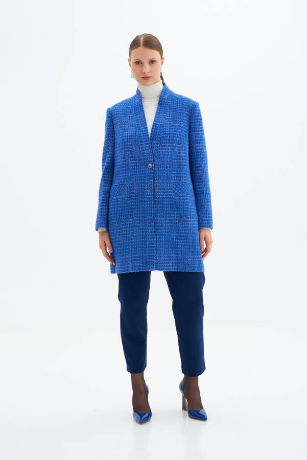 Saks Şal Yaka Ekoseli Kap - Aker (1)