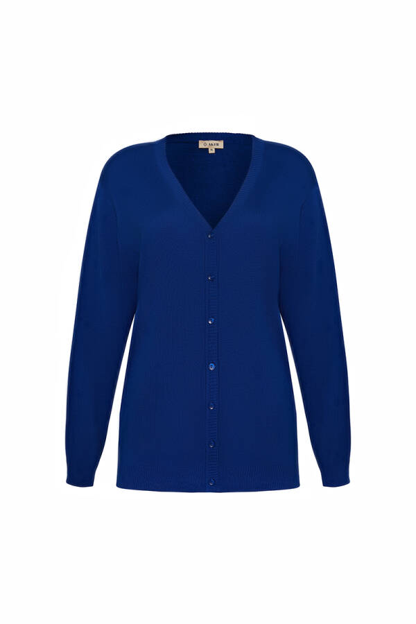 Saks V Yaka Düğmeli Triko Hırka - Aker