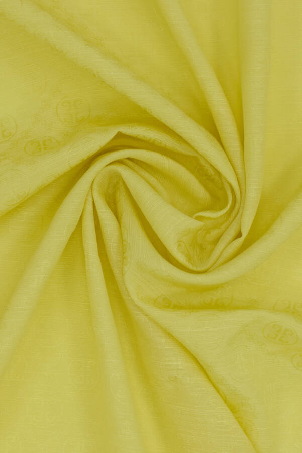 Sarı 75X190 CM K.Pierre Cardin Logolu İpek Koton Jakar Etol - 1