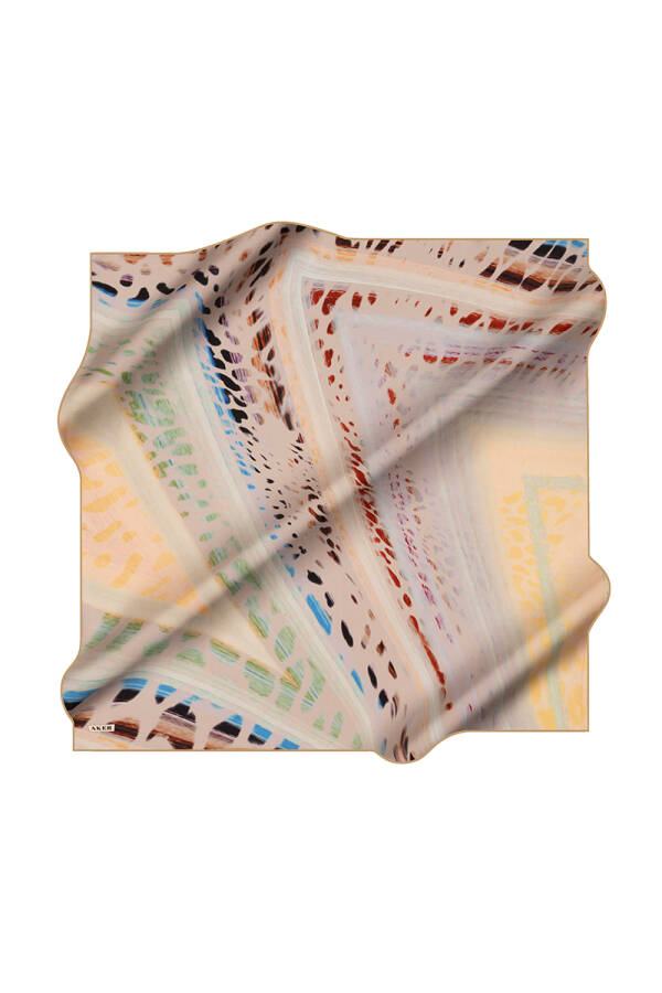 Sarı 90X90 İpek Krep Saten Eşarp - 1