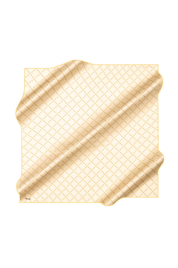 Sarı 90X90 İpek Krep Saten Eşarp - 1