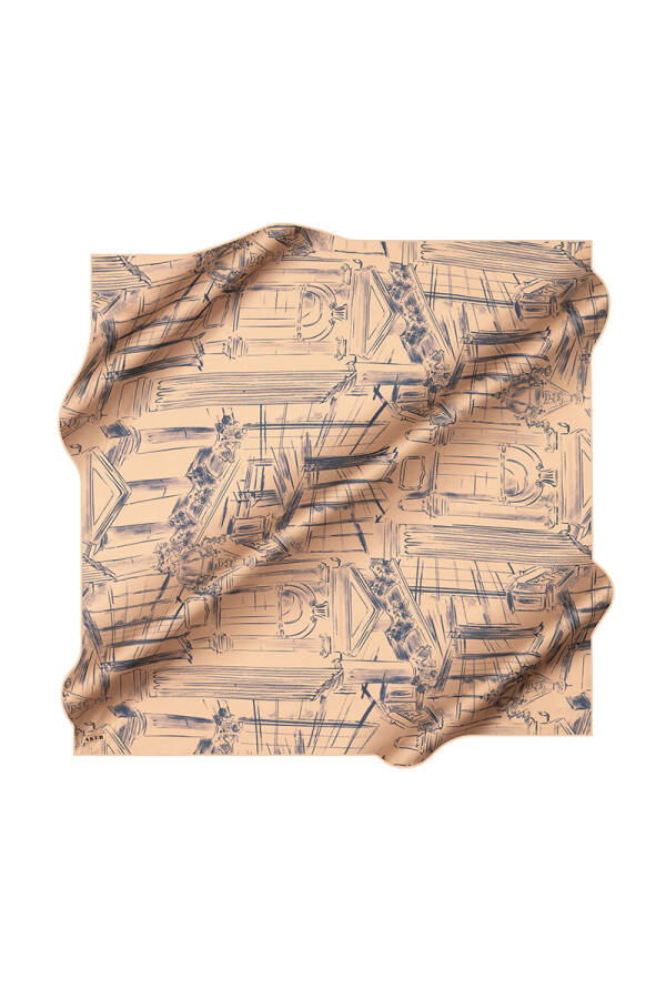 Sarı 90X90 İpek Krep Saten Eşarp - 1