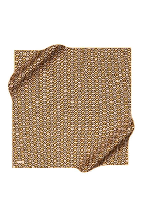 Sarı 90X90 İpek Krep Saten Eşarp - 1