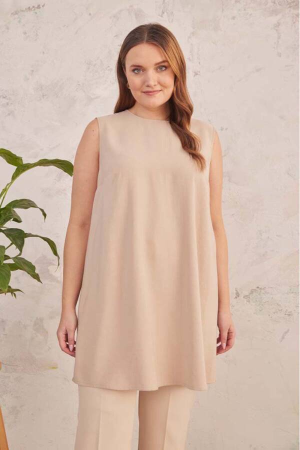 Camel Sıfır Kol Tunik - 1