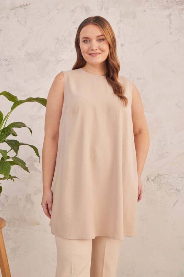 Camel Sıfır Kol Tunik - 4