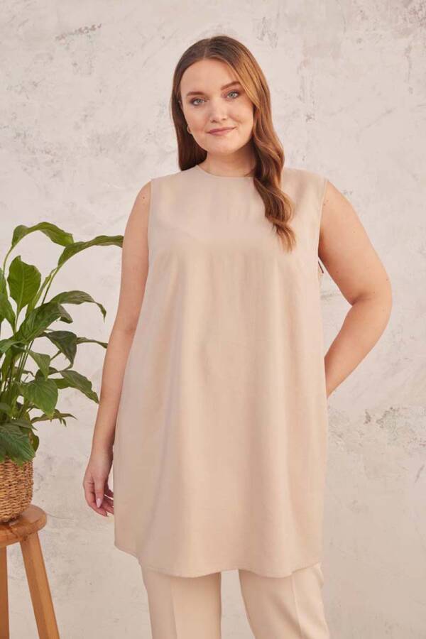 Camel Sıfır Kol Tunik - 5