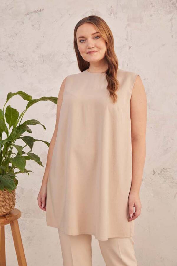 Camel Sıfır Kol Tunik - 6