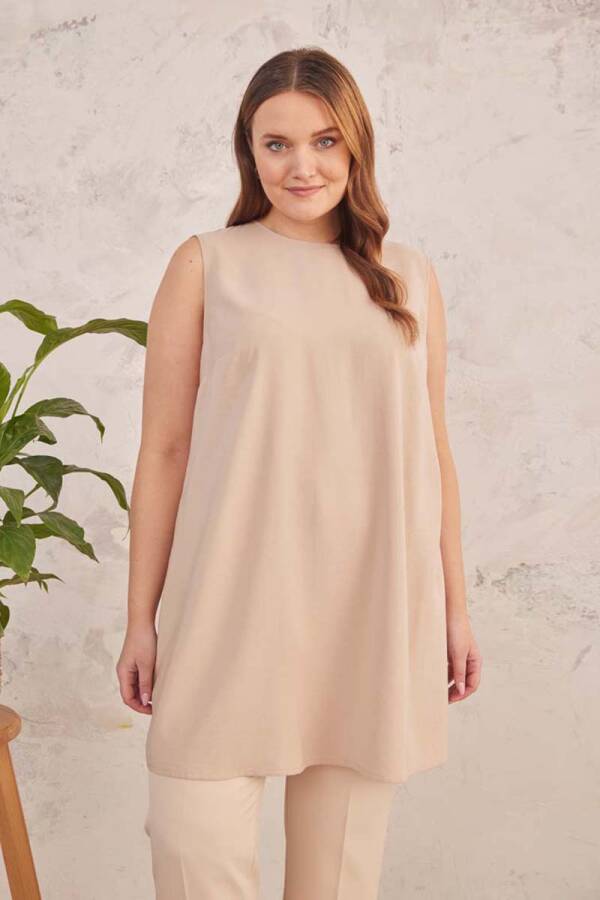 Camel Sıfır Kol Tunik - 7