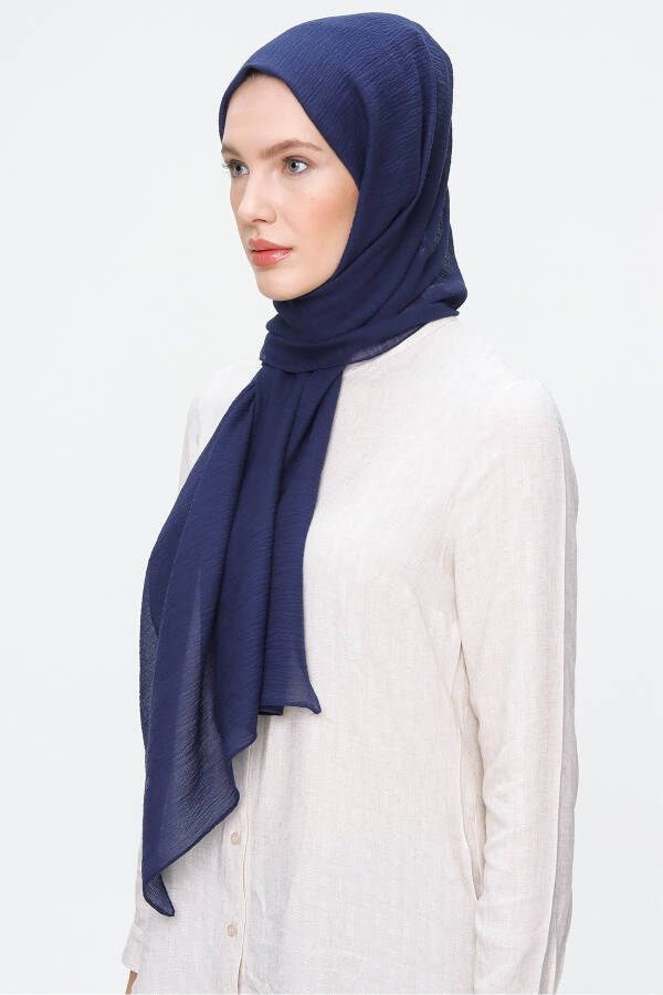 Lacivert 70X180 Simli Tül Şal - 3