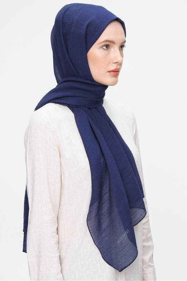 Lacivert 70X180 Simli Tül Şal - 4