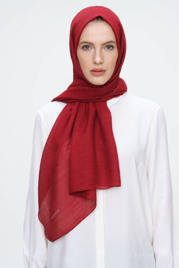 Bordo 70X180 Simli Tül Şal - 2