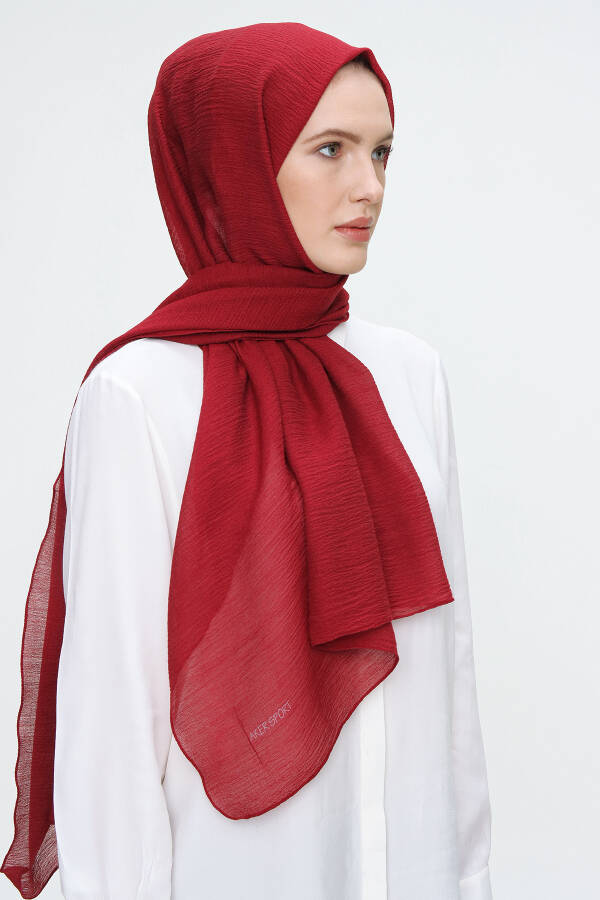 Bordo 70X180 Simli Tül Şal - 4