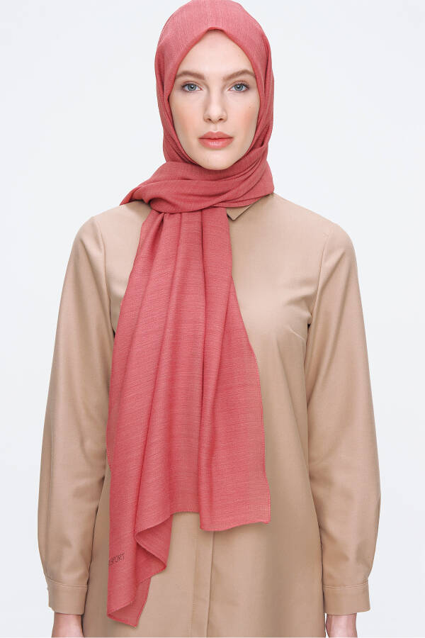Gül Kurusu 70X180 Simli Tül Şal - 1