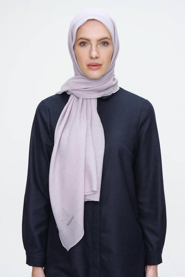 Gri 70X180 Simli Tül Şal - 2