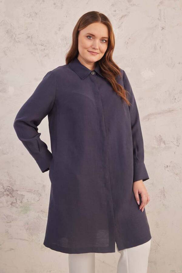 Lacivert Sırtı Anler Detaylı Tunik - 4