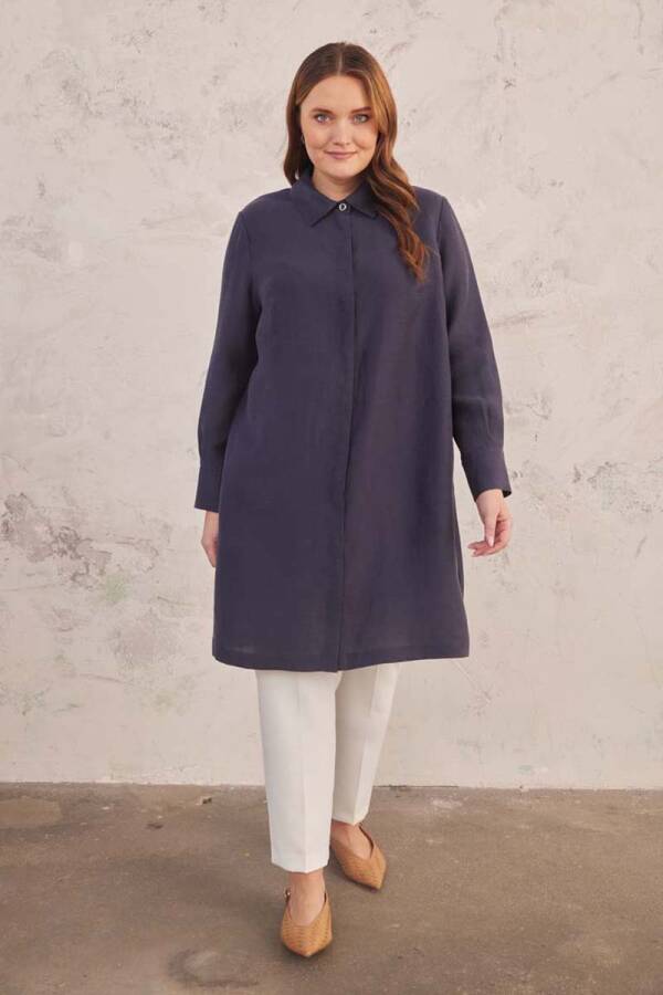 Lacivert Sırtı Anler Detaylı Tunik - 5