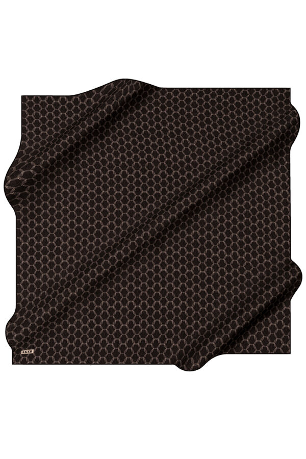 Siyah 100X100 İpek Krep Saten Eşarp - 1