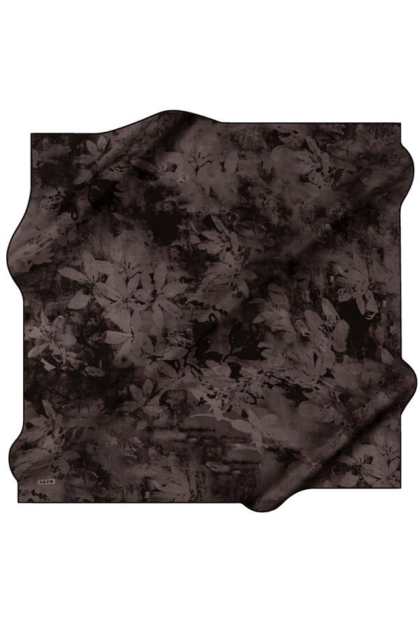 Siyah 100X100 İpek Krep Saten Eşarp - 1