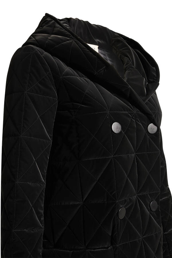 Siyah 10576111 Kapüşonlu Astarlı Mont - Aker (1)