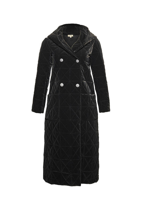 Siyah Kapüşonlu Astarlı Mont - Aker