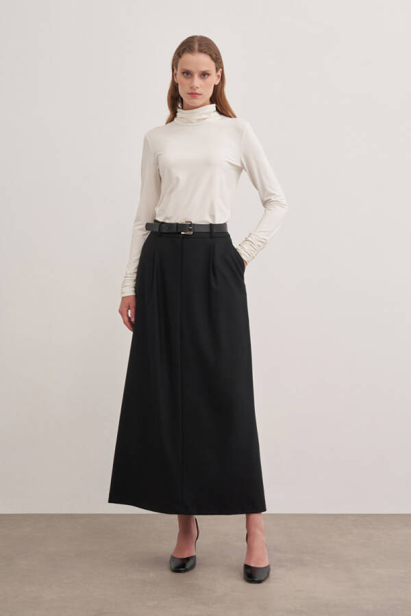 Siyah Kemerli Flonel Etek - Aker