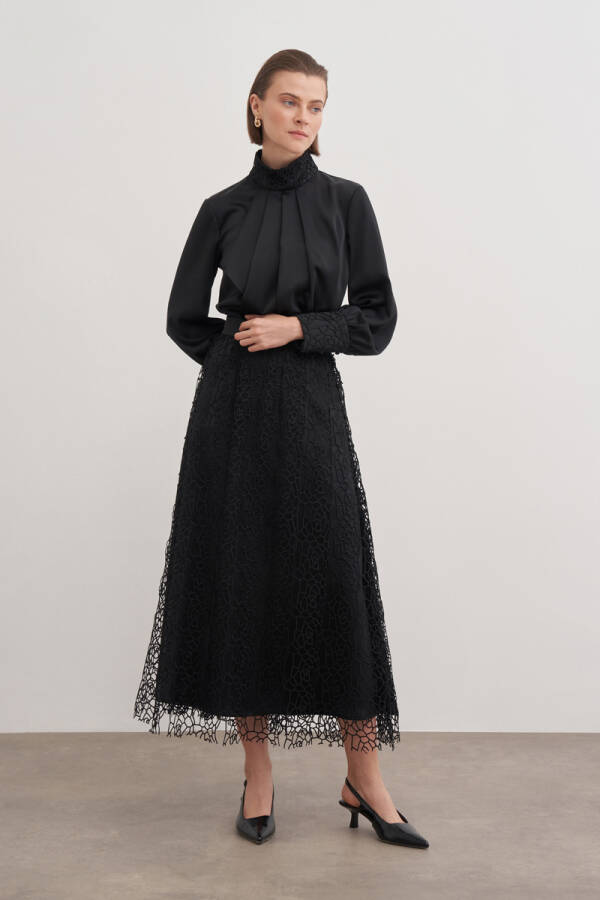 Siyah 1174111 Güpürlü Etek - Aker