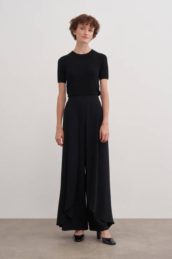 Siyah 14115111 Düz Renk Pantolon Etek - Aker