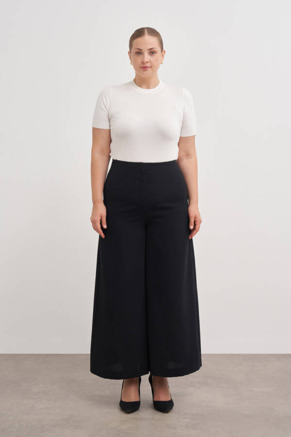 Siyah 14612112 Bol Paça Pantolon Etek - Aker