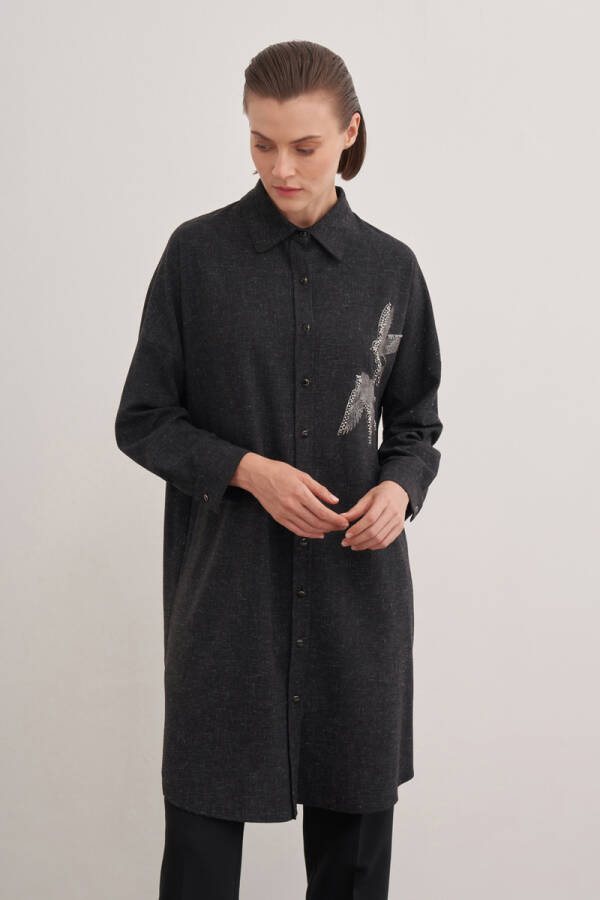 Siyah 15252111 Kuş Baskılı Tunik - 2