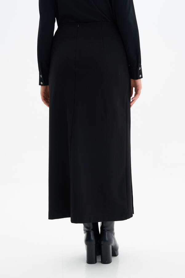 Siyah Deri Garnili Likralı Etek - 6