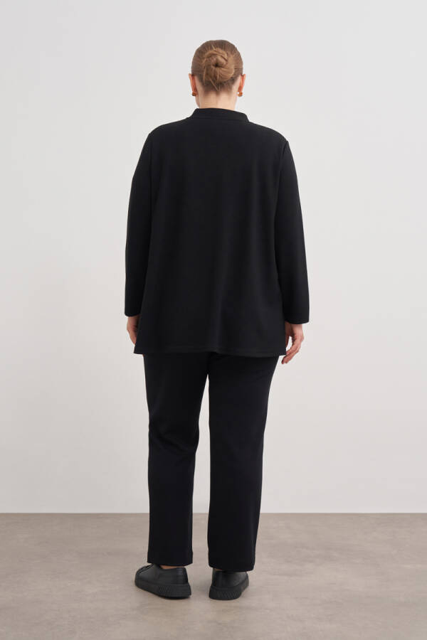 Siyah Dik Yaka Sweatshırt - 6