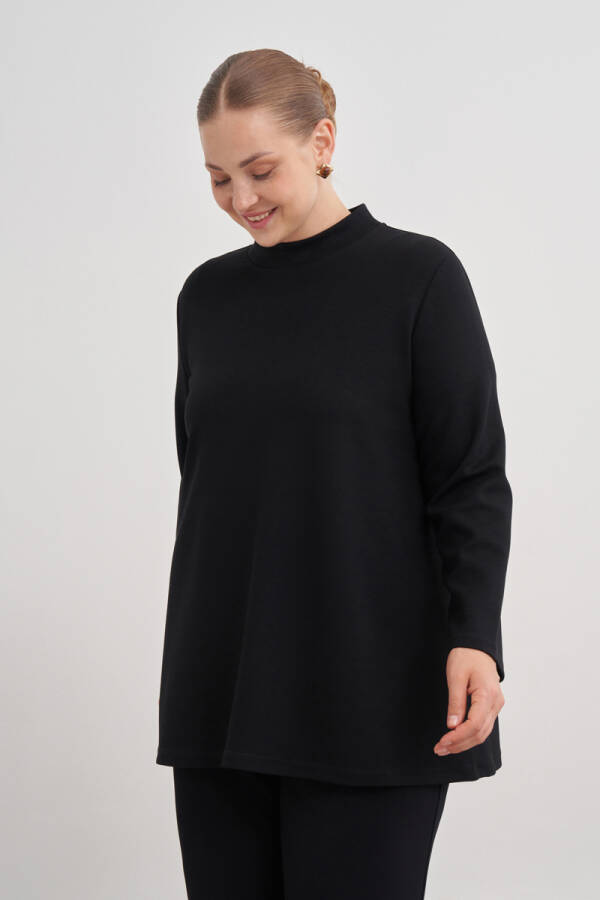Siyah Dik Yaka Sweatshırt - 3