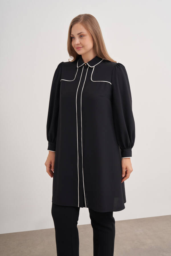 Siyah 15746112 Kontrast Biyeli Tunik - 3